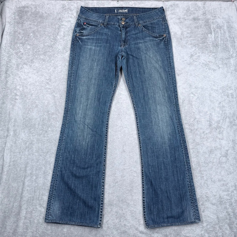 Vintage Hudson Jeans Low Rise Bootcut 33x32 Womens 31 Flap Pocket Flare Y2K Blue
